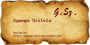 Gyenge Szilvia névjegykártya